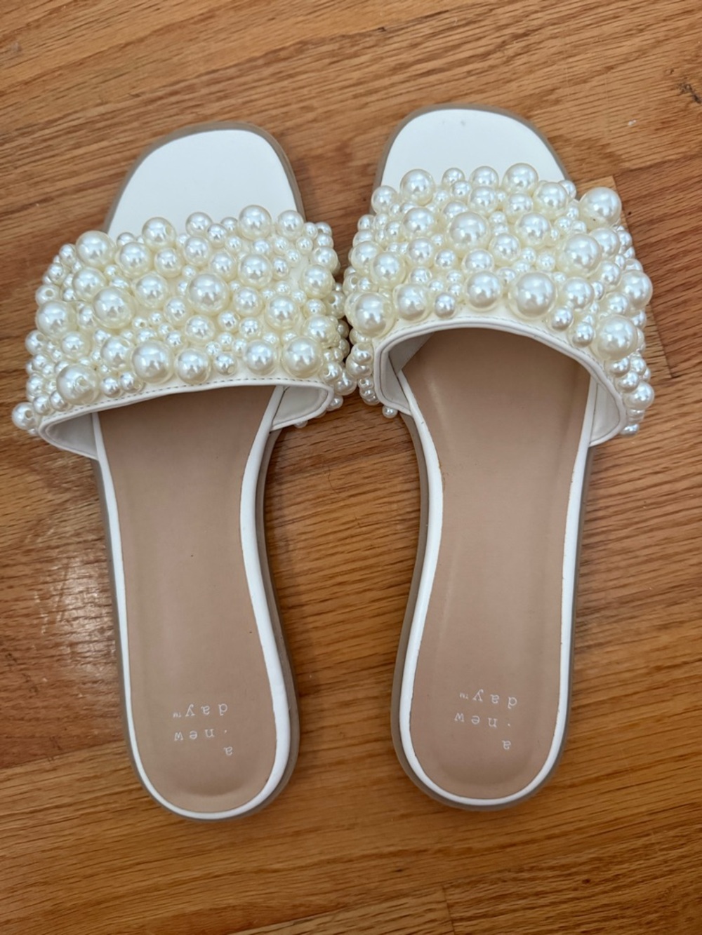 Target White Pearl-Embellished Slide Mules